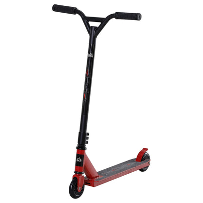 HOMCOM Street Stunt Scooter Intermediate and Beginner Freestyle Tricks Scooters For 14+ Teens Adult w/ Rear 10cm Wheel & Brake - Red
