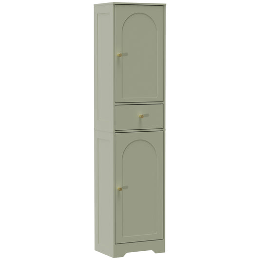 HOMCOM Tall Bathroom Cabinet with Arched Doors in Light Green