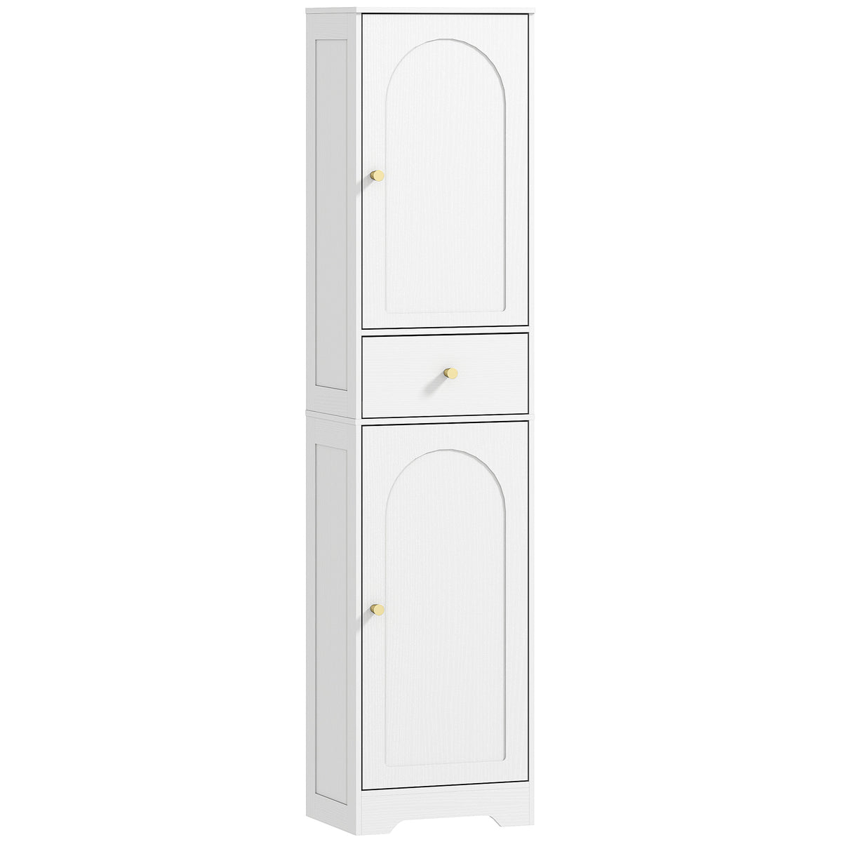 HOMCOM Tall Bathroom Cabinet with Arched Doors in White