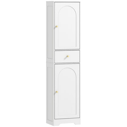 HOMCOM Tall Bathroom Cabinet with Arched Doors in White