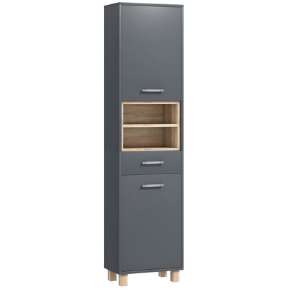 HOMCOM Tall Bathroom Storage Cabinet in Grey