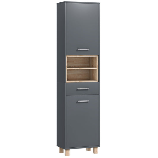 HOMCOM Tall Bathroom Storage Cabinet in Grey