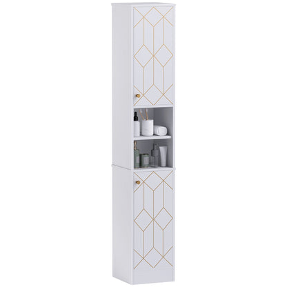 HOMCOM Tall Bathroom Storage Cabinet with Doors in White