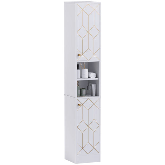 HOMCOM Tall Bathroom Storage Cabinet with Doors in White