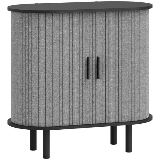 HOMCOM Tambour Sideboard with Fluted Sliding Doors in Grey