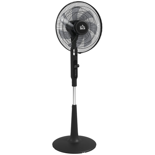 HOMCOM Three Mode Pedestal Fan, with Insect Repellant Box and LED Panel - Black