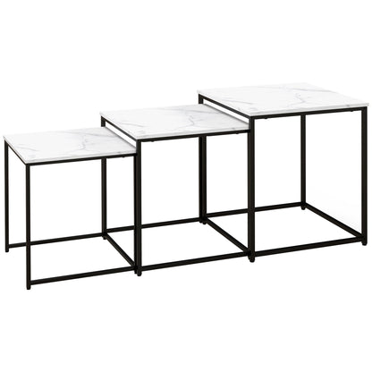 HOMCOM Three Nest of Tables in White