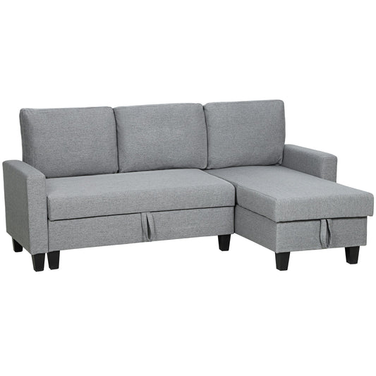 HOMCOM Three-Seater Storage Sofa Bed - Grey
