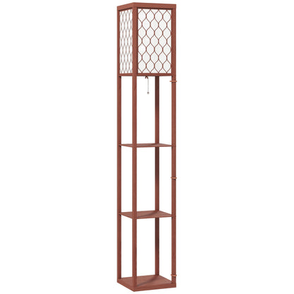 HOMCOM Three-Shelf Standing Lamp - Brown/White