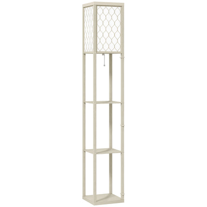 HOMCOM Three-Shelf Standing Lamp - Oak/White