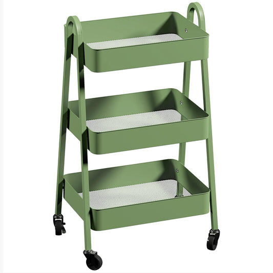 HOMCOM Three-Tier Storage Trolley - Green
