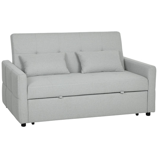 HOMCOM Three-Way Two-Seater Sofa Bed - Light Grey