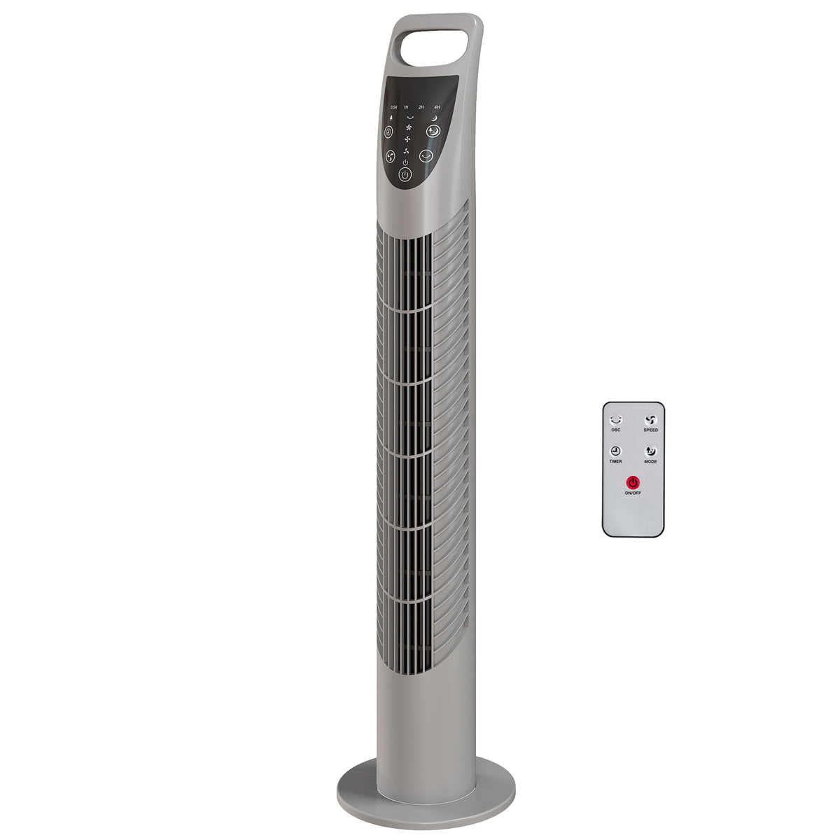 HOMCOM Tower Fan Oscillating 3 Speeds 3 Winds 40W w/ RC Timer Quiet - Grey