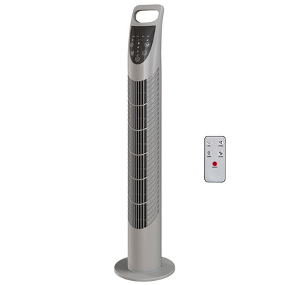 HOMCOM Tower Fan Oscillating 3 Speeds 3 Winds 40W w/ RC Timer Quiet - Grey