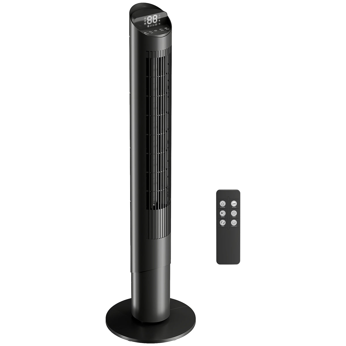 HOMCOM Tower Fan with WiFi App Control Standing Floor Cooling Fan Remote Control 101.8 cm Black