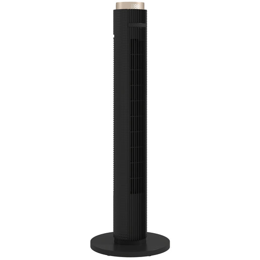 HOMCOM Tower Fan with WiFi App Control, Standing Floor Fan with 3 Speed 4 Modes, 12 Hour Timer and Night Light Black