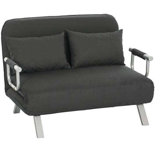 HOMCOM Two-Seater Click-Clack Sofa Bed - Charcoal Grey