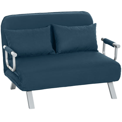 HOMCOM Two-Seater Click-Clack Sofa Bed - Navy Blue