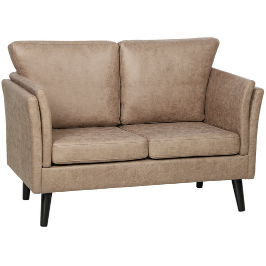 HOMCOM Two-Seater Leathaire Sofa - Light Brown