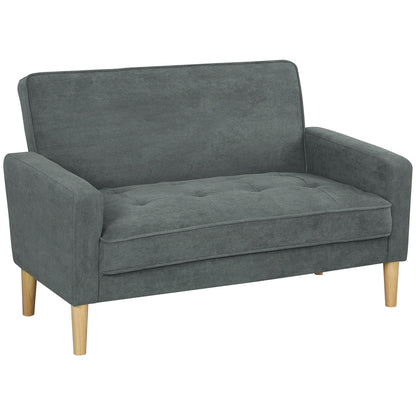 HOMCOM Two-Seater Velvet-Feel Sofa - Grey