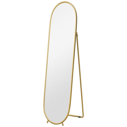 HOMCOM Two-Way Curved Full Length Mirror in Gold Tone