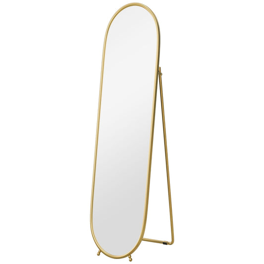 HOMCOM Two-Way Curved Full Length Mirror in Gold Tone