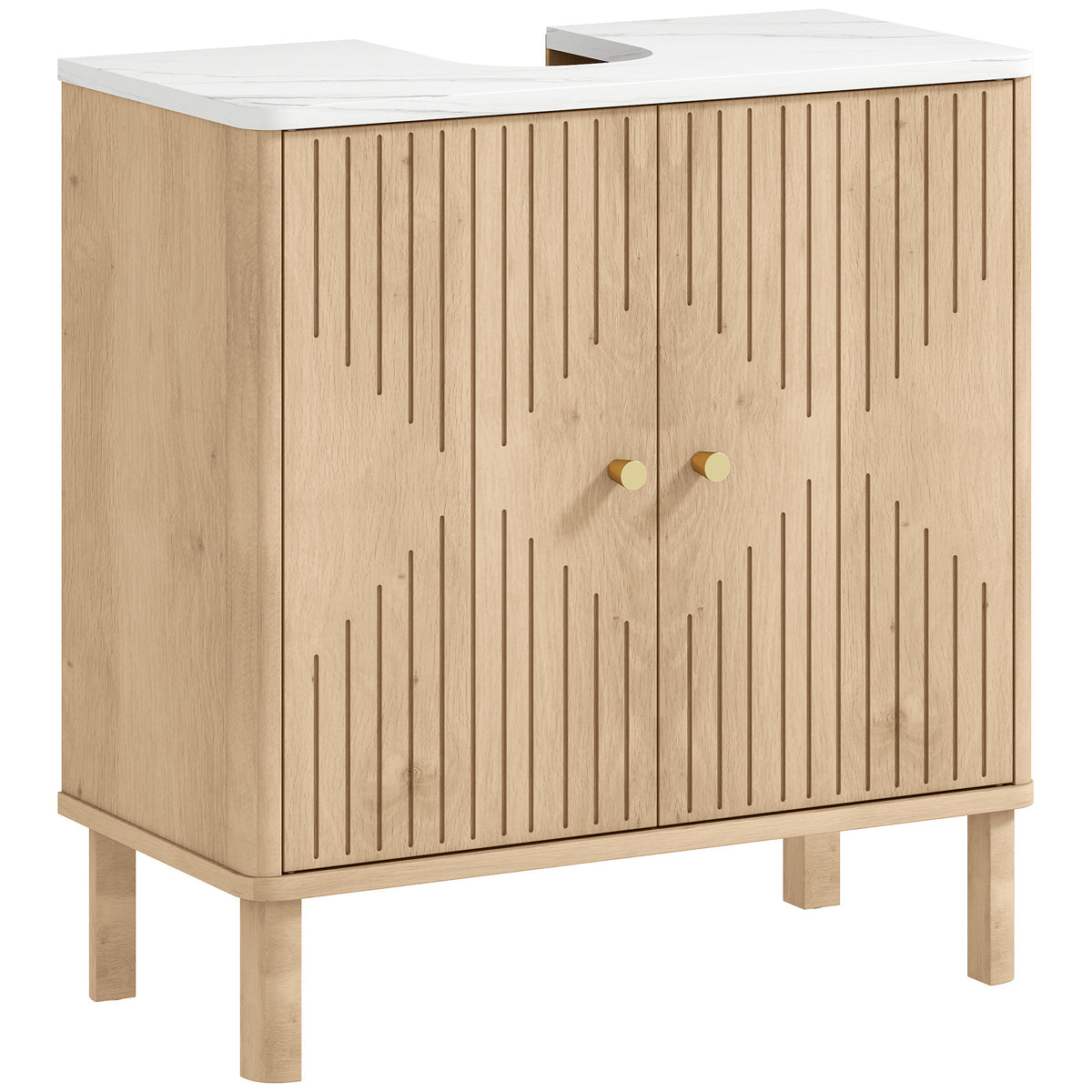HOMCOM Under Sink Bathroom Cabinet in Oak