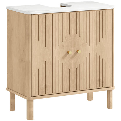HOMCOM Under Sink Bathroom Cabinet in Oak