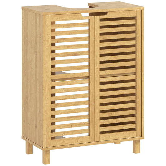 HOMCOM Under Sink Bathroom Cabinet in a Natural Wood Finish