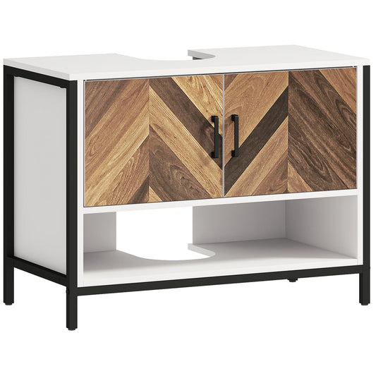 HOMCOM Under Sink Bathroom Cabinet in Cream White