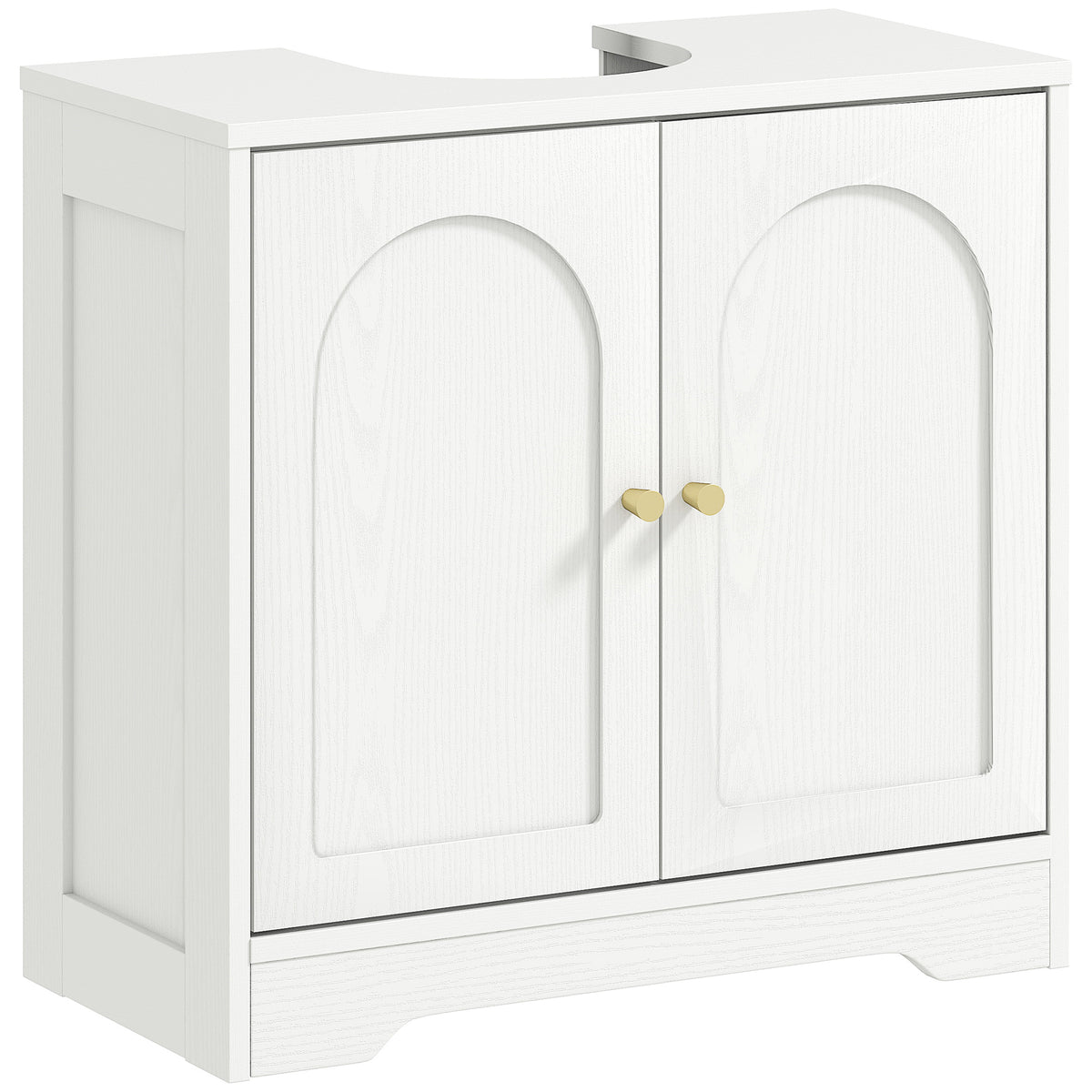 HOMCOM Under Sink Bathroom Cabinet with 2 Arch Doors in White