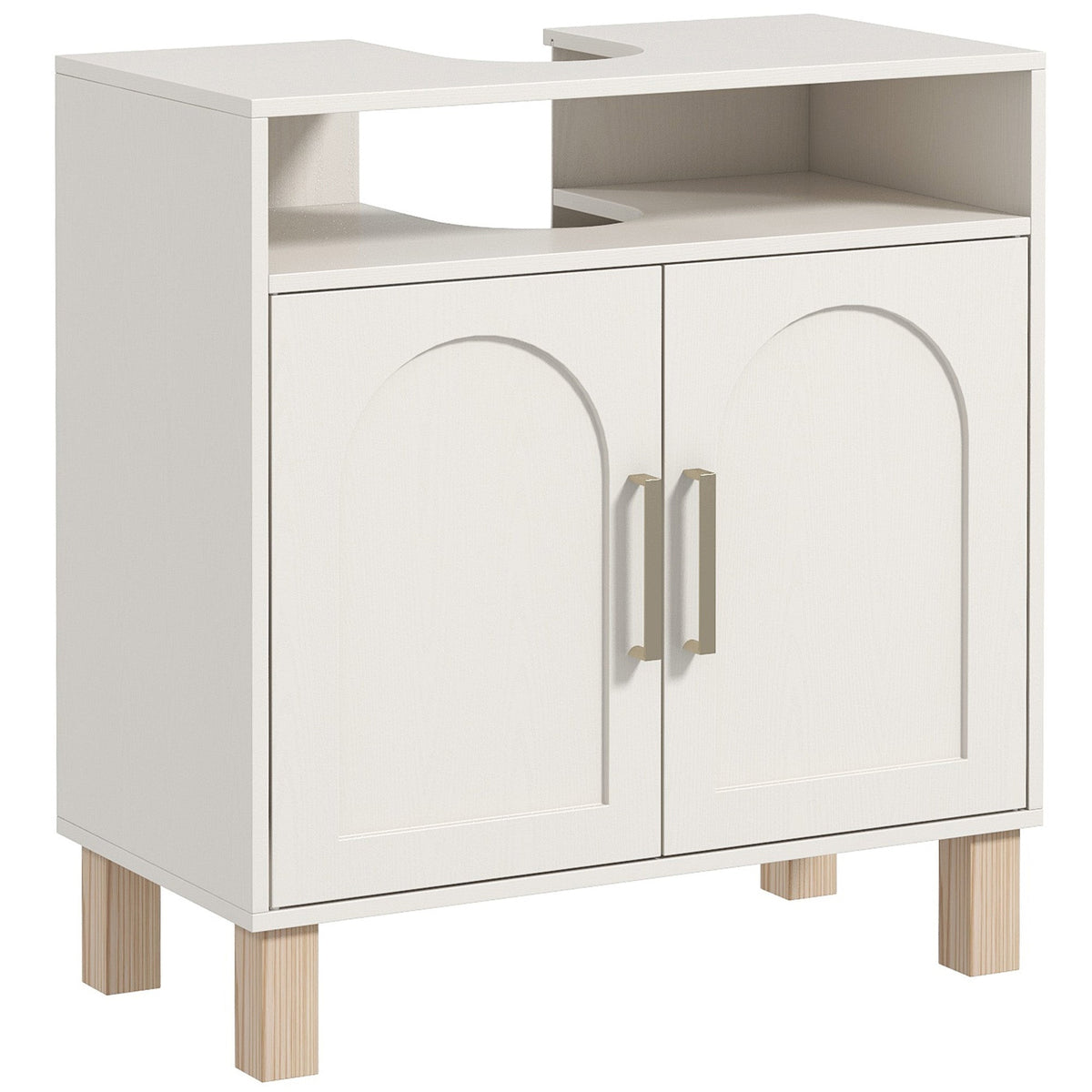 HOMCOM Under Sink Cabinet for Basin without Pedestal in Cream White