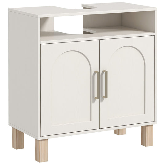 HOMCOM Under Sink Cabinet for Basin without Pedestal in Cream White