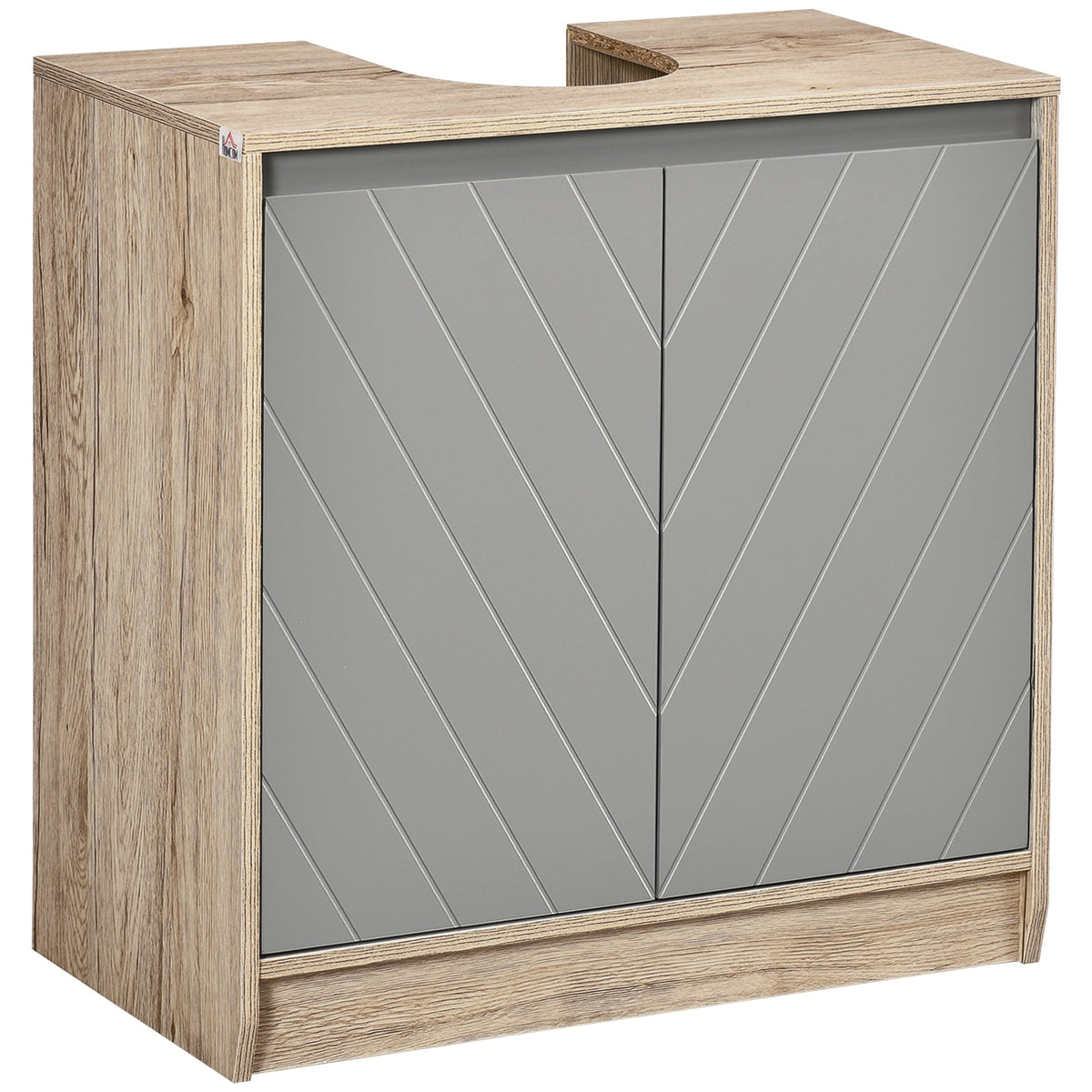 HOMCOM Under Sink Storage Cabinet Floor in Grey and Oak Colour