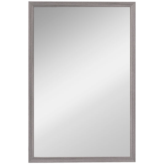HOMCOM Wall Bathroom Mirror in Grey Wood Grain