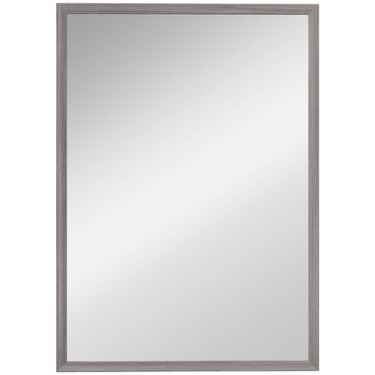 HOMCOM Wall Bathroom Mirror in Grey Wood Grain