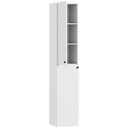 HOMCOM Wall Mounted Tall Bathroom Storage Cabinet in White