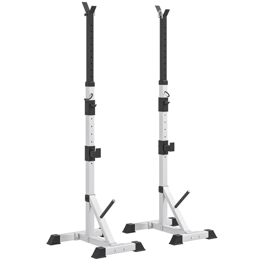 HOMCOM Weights Bar Barbell Rack Squat Stand Adjustable Portable Weight Lifting Max Load 200kg, Suitable For Home Gym Training Work Out