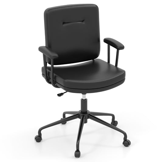 Home Office Small Desk Chair with Adjustable Height Wheels-Black