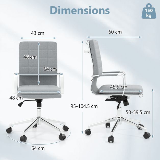 Ergonomic Computer Desk Chair with Rocking Backrest-Grey