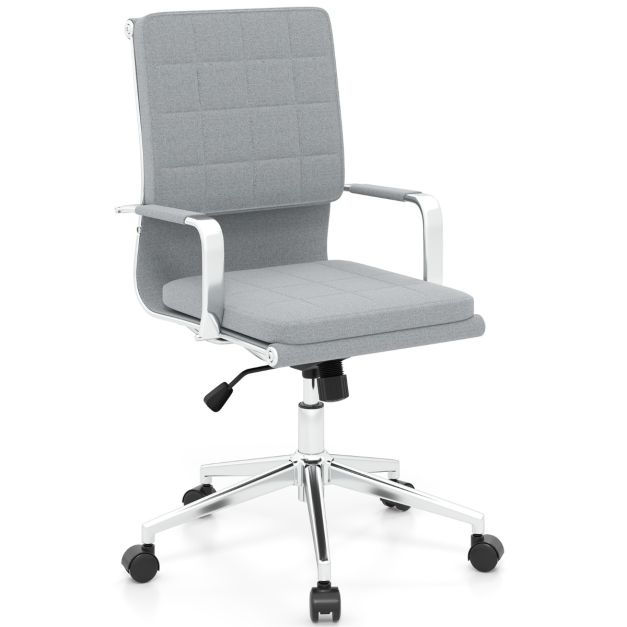 Ergonomic Computer Desk Chair with Rocking Backrest-Grey