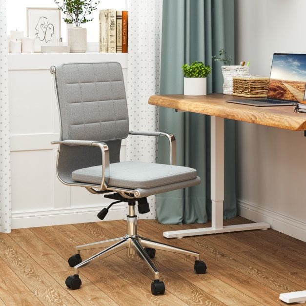 Ergonomic Computer Desk Chair with Rocking Backrest-Grey
