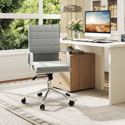 Ergonomic Computer Desk Chair with Rocking Backrest-Grey