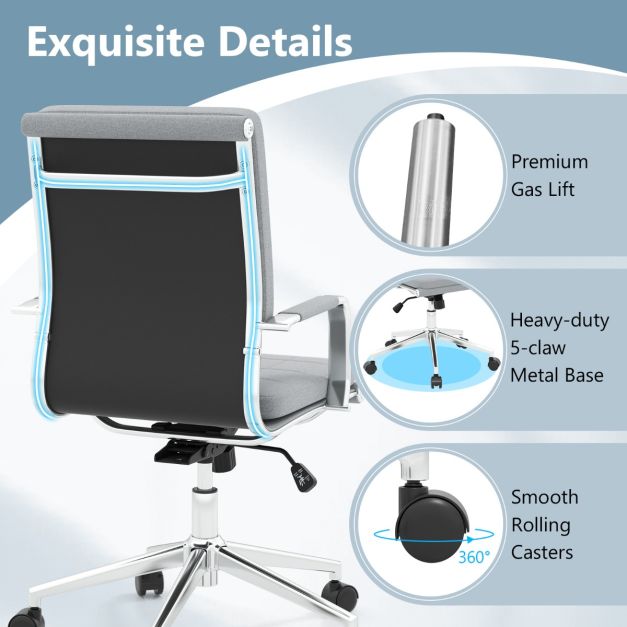 Ergonomic Computer Desk Chair with Rocking Backrest-Grey