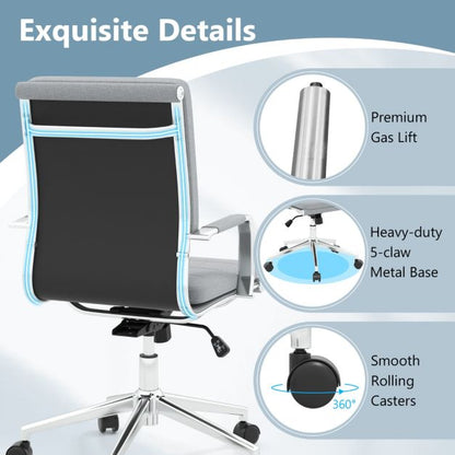 Ergonomic Computer Desk Chair with Rocking Backrest-Grey