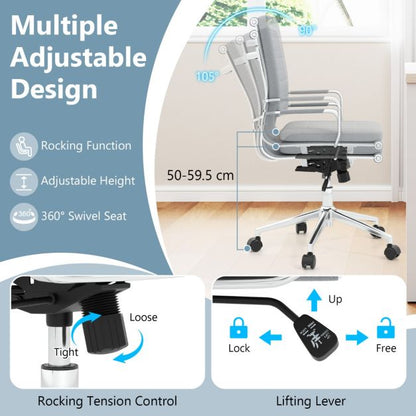 Ergonomic Computer Desk Chair with Rocking Backrest-Grey