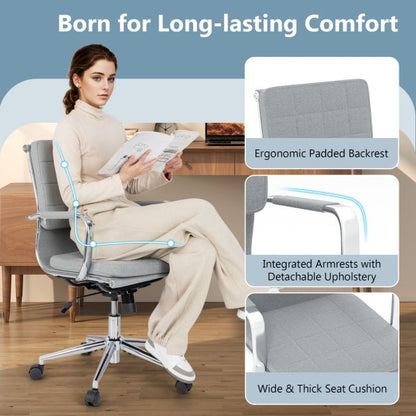 Ergonomic Computer Desk Chair with Rocking Backrest-Grey