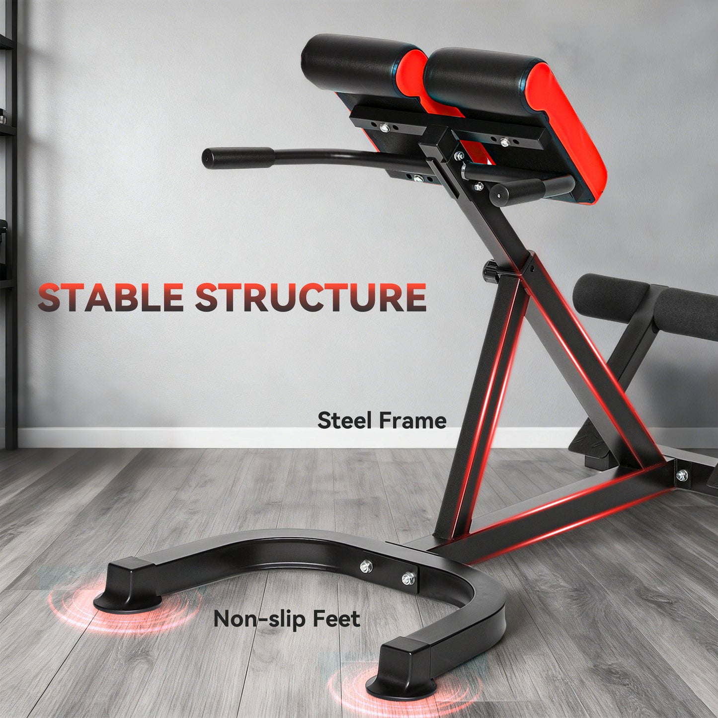 SPORTNOW 45-Degree Hyperextension Roman Chair, 5-Level Adjustable Back Extension Bench, Heavy-Duty Home Gym Equipment, Red