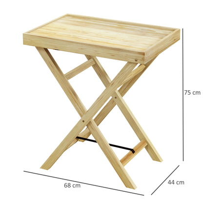 Outsunny 68cmx44cmx75cm Garden Table, Outdoor Side Table, Wooden Patio Coffee Side Desk, Patio End Table for Garden, Balcony, Natural