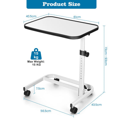 Portable Bedside Table with 9 Level Adjustable Height-White